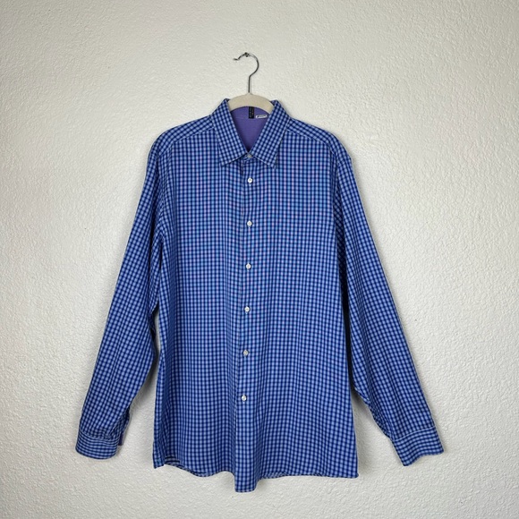 Ben Sherman Men’s Dress Shirt Size 16/34-35  Blue Plaid Button Up… - Picture 1 of 10